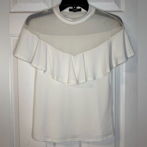 Forever 21 Ivory Ruffle Blouse